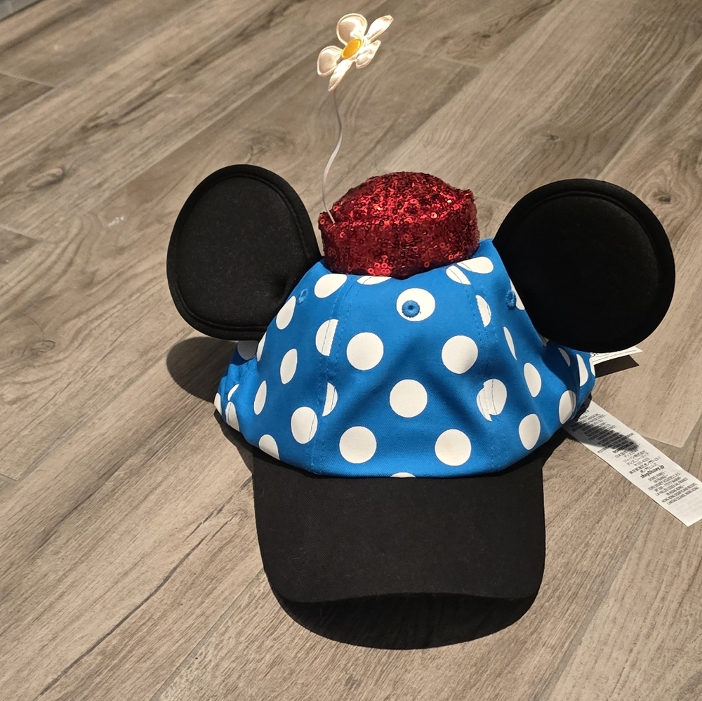 Blue Polka Dot Minnie Mouse Ears Hat